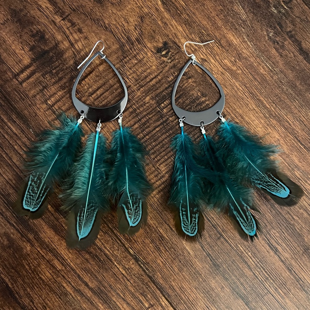 Peacock feather earrings